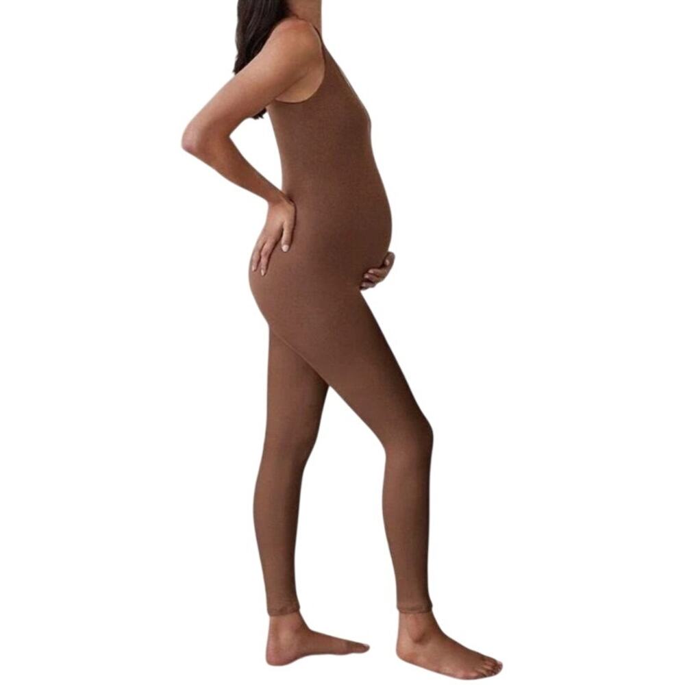 BUMPSUIT LUCY MATERNITY unitard jumpsuit soft jersey one piece size MEDIUM mocha